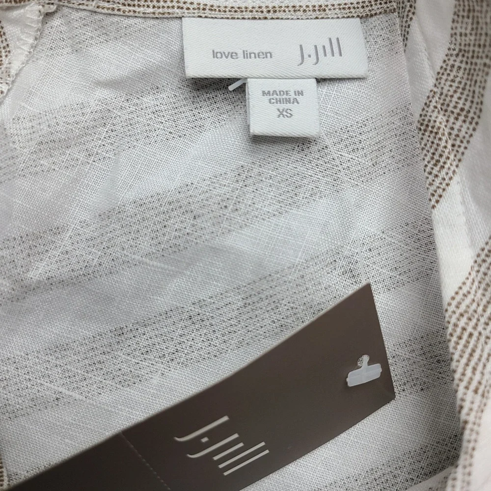 J. Jill Love Linen Chevron Stripe Maxi Dress Beechwood White XS Beach Party - Picture 5 of 8